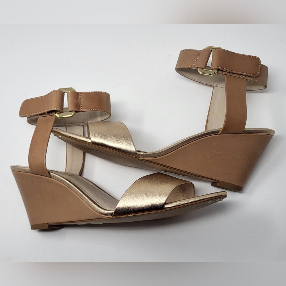 Louise et Cie Ankle Strap Sandle Wedge Shoes 8.5M Fawn/Tan Leather Upper/Lining - Picture 5 of 14